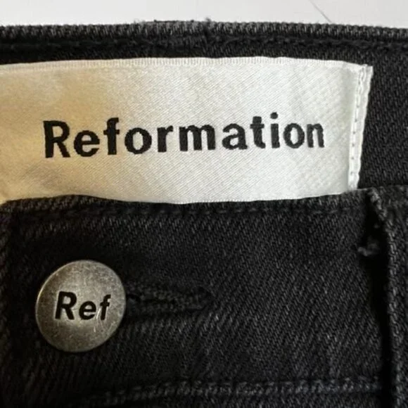 Reformation Camille Jeans Black Raw Hem - Picture 10 of 12